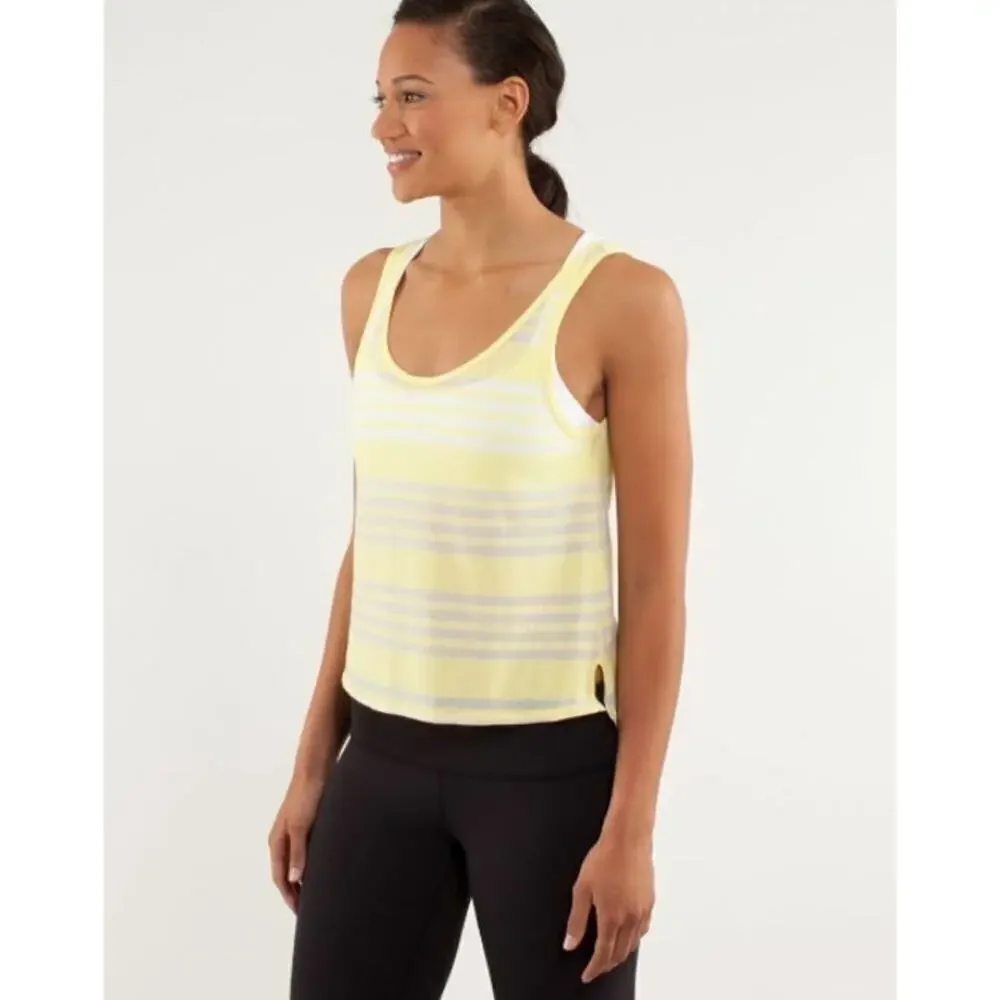 Lululemon Burn It Out Tank Ocean Stripe Mellow Lemon